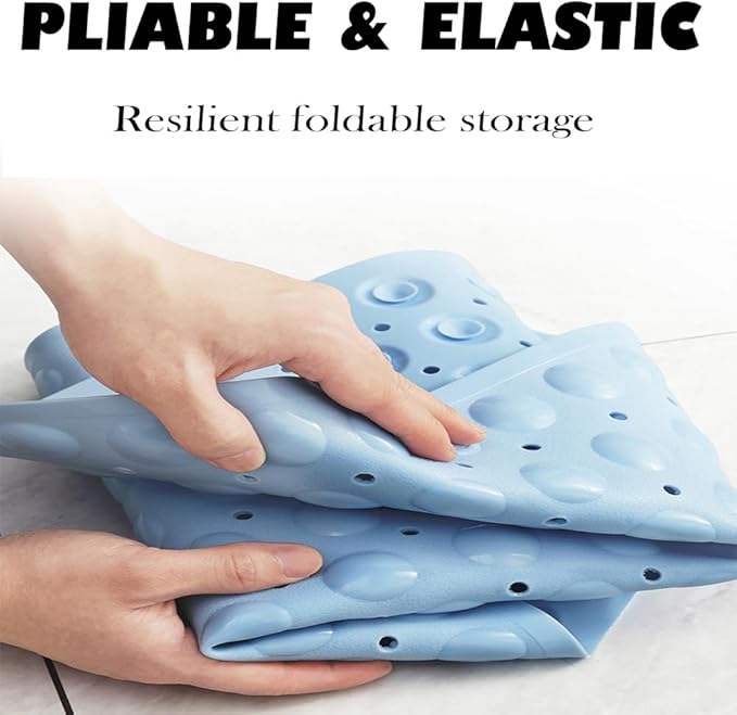 Mrcrypos Corner Shower Mats 31 x 31 Inches Bath Mat with Suction Cups and Drain Holes, Quick Dry Anti Slip Bathmat Machine Washable Shower Stall Mats for Bathroom, Baby Blue