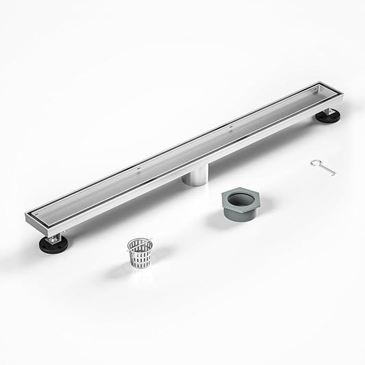 Linear Shower Drain 30", Brushed Floor Drain with Tiled Insert Grate & Hair Strainer, 304 Stainless Steel Bathroom 2-in-1 Tiled in Drain, CUPC Certified (Brushed, 30'')