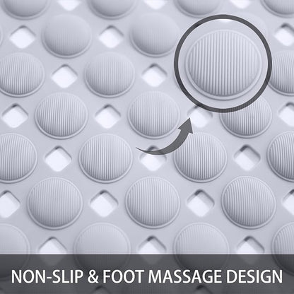 Non-Slip Bath Mat for Tub - Extra Large TPR Bathtub Mat with Suction Cups, Quick-Dry & Easy Clean, Family-Friendly Design (Gray, 36x17 Inch)