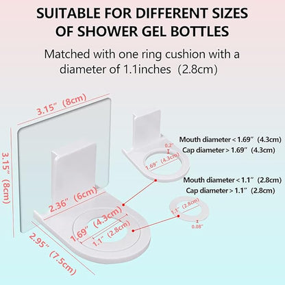 4 Pack Shower Gel Bottle Rack Hook Self Adhesive Wall Mounted No Drilling Shampoo Dispenser Bottle Holder Hook Hand Soap Dispenser Holder Liquid Soap Shower Holder for Wall Kitchen Bathroom
