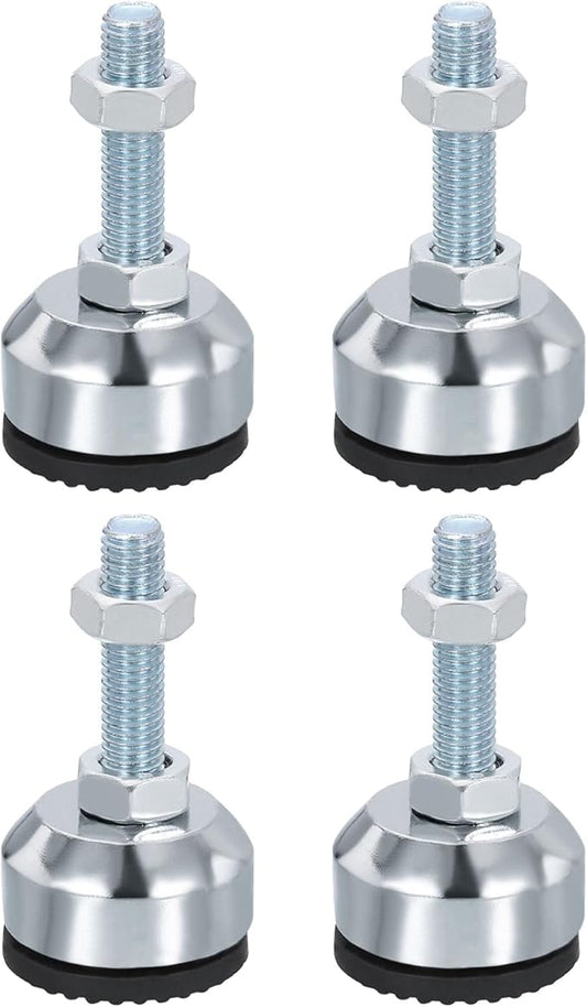 PATIKIL Furniture Leveling Feet 1.6" Dia Base M10 Thread, 4 Pcs Carbon Steel Adjustable Threaded Furniture Levelers Screw on Leg Leveler with Pads for Desk Chair Cabinet, Black