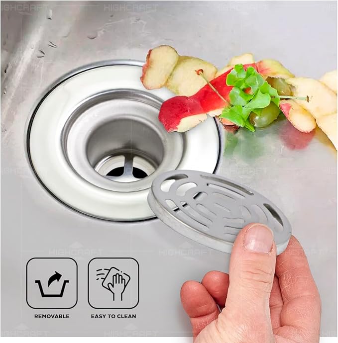 Highcraft 97I3 Flat Stainless Steel RV Mobile Shower Strainer - Drain Assembly for Kitchen or Laundry Sinks