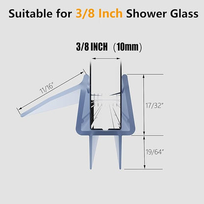 Frameless Shower Door Bottom Seal Strip for 3/8" (10mm) Thick Shower Glass, 36" Long Shower Sweep with Drip Rail, Vinyl Material, Clear - Stop Shower Leaks and Create a Water Barrier