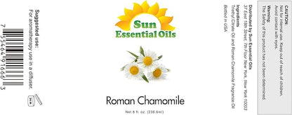 Sun Essential Oils - Roman Chamomile Essential Oil (8 oz) for Diffuser, Skin, Body, Face, Aromatherapy Massage & Humidifier, Scent for Soap, Candle, Shampoo & Lotion Making at Home