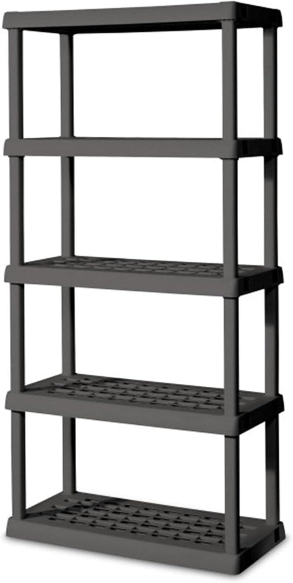 Sterilite 4-Pack 5 Shelf Unit, Heavy-Duty Shelving Storage Rack for Home and Garage, Gray - Multipurpose Plastic Organizer Shelves for Smart Organization