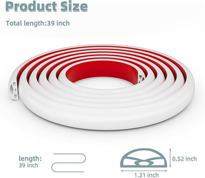 39Inch New Shower Threshold Water Dam Barrier,Collapsible Self-Adhesive Silicone Shower Water Guard for Bathroom Bathtub and Kitchen,Shower Water Blocker Suitable for Wheelchair Access(White)
