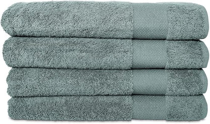 Hencely Premium Bath Towel Set of 4-28x58 Inches - High Absorbency, Quick Drying - 100% Soft Turkish Cotton Towels - Ideal for Home, Bathroom, Hotel, Spa, and Gym - Dark Green