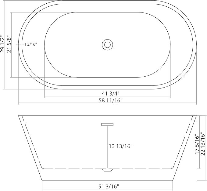 Logmey 59 In White Acrylic Freestanding Bathtub Oval Shape Soaking Tub with Gold Drain & Overflow Assembly for Classic and Modern Bathrooms
