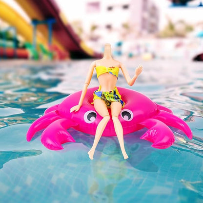 9Pcs Doll Swimming Pool Inflatable Float Including - Flamingos Donuts Pineapples Shells Crabs Rabbit Inflatable Drink Holder for Pool Party and Kids Toys