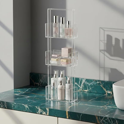 ONELUX 3-Tier Shower Organizer Stand,Acrylic Standing Shower Caddy,Bathroom Corner Shower Caddy (8206)