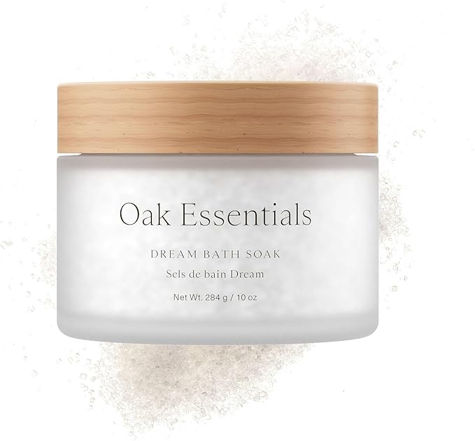 Oak Essentials Dream Bath Soak | Magnesium & European Sea Salt with Lavender, Chamomile & Geranium | Soothing, Restorative Bath Salts, 10 Oz