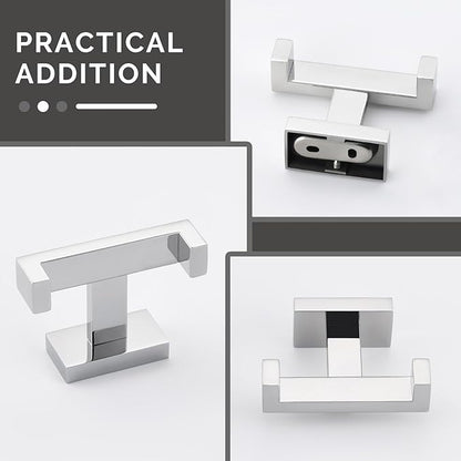 Angle Simple Double Towel Hooks, SUS 304 Stainless Steel Robe Coat Wall Hooks for Bathroom, Polished Chrome, 2 Pack
