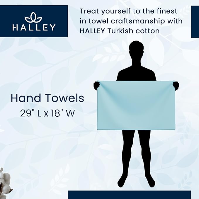 HALLEY Turkish Cotton Towels (Pack of 4) Hand Towels Super Soft Highly Absorbent 100% Cotton Towels for Bathroom and Kitchen for Mother’s Day (White)