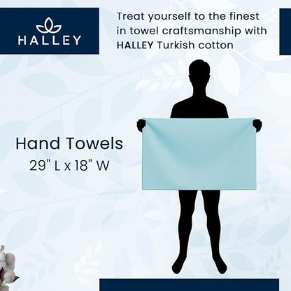 HALLEY Turkish Cotton Towels (Pack of 4) Hand Towels Super Soft Highly Absorbent 100% Cotton Towels for Bathroom and Kitchen for Mother’s Day (White)