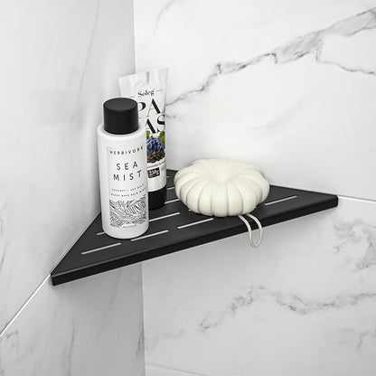 Corner Shower Shelf 10" Matte Black 304 Stainless Steel Slot Design Recessed Corner Shelf Bathroom Grout in Shelf for Tiled Wall