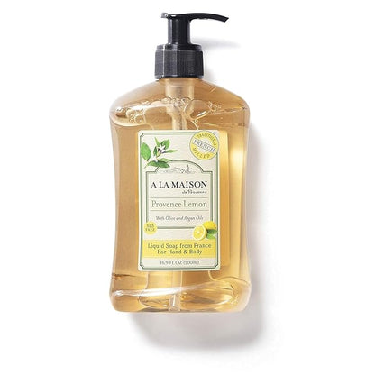 A LA MAISON Provence Lemon Liquid Hand Soap 16.9 Fl Oz - Natural Hand Wash Made with Essential Oils - Biodegradable, Plant-Based, Vegan, Cruelty-Free, Alcohol & Paraben Free (6 Pack)