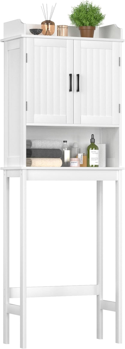 BlueWish Over The Toilet Storage Cabinet, 66.9" H Over Toilet Bathroom Organizer with Adjustable Shelves, Anti-toppling Design, Tall Over Toilet Storage for Laundry Room, Balcony