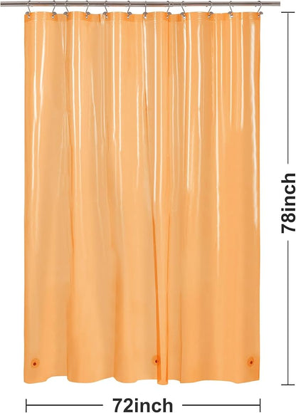 Barossa Design Clear Orange Long Shower Curtain Liner 78" Height - 3 Magnets & Waterproof Lightweight PEVA Shower Liner for Bath Tub, PVC Free, Metal Grommets, Clear Orange, 72x78