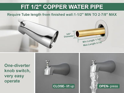 Chrome Polished Shower Faucet Set with Tub Spout, Handheld Shower Head and Trim Kit
