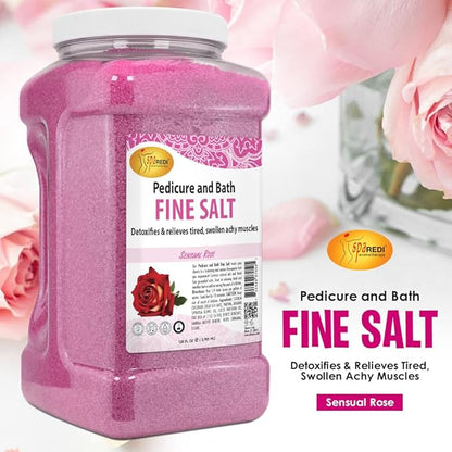 SPA REDI - Detox Foot Soak Pedicure and Bath Fine Salt, Sensual Rose, 128oz - Made with Dead Sea Salts, Argan Oil, Coconut Oil, and Essential Oil - Hydrates, Softens and Moisturizes