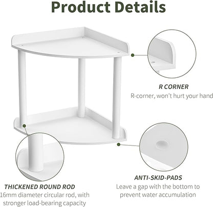2 Tier Countertop Corner Organizer Shelf 7x7x8 Inch, White Acrylic Bathroom Vanity Storage Organizer Corner Shelf for Skincare, Cosmetics, Perfume