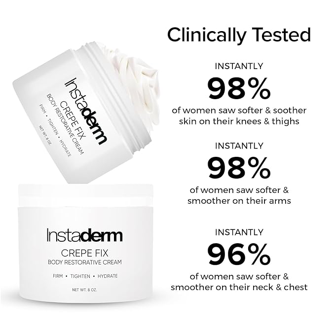 Crepe Fix Body Restorative Cream – Anti-Aging Wrinkle Cream, Support Skins Natural Elastin & Collagen Production to Restore, Lift, Tighten, Hydrate & Smooth Thinning Aged Crepey Skin. 8OZ