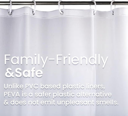 LiBa PEVA Shower Curtain Liner with 12 Plastic Shower Rings - 8G Waterproof Shower Liner, Pale Blue Gradient Weighted Bathroom Curtain, 72x72 Inch Shower Curtain Liner Set with Magnets