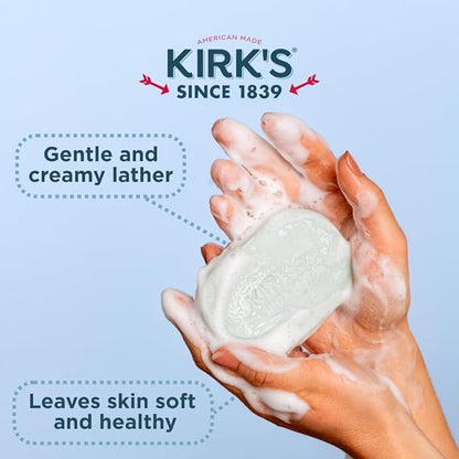 Kirk's Castile Bar Soap for Men, Women & Children - Made with Premium Coconut Oil, Sensitive Skin Formula, Vegan, Non GMO, Aloe Vera, 4 oz. Bars 6 Pack