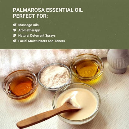 Palmarosa Essential Oil Direct from Norex Flavours India for Skin and Aromatherapy - Aceite de Palmarosa for Candle Scent for Candlemaking and Soaps (22lbs)