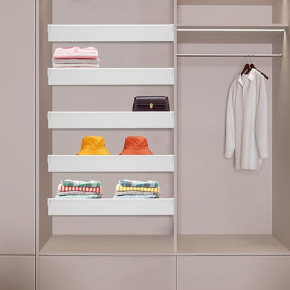 33 Inch Floating Shelves for Wall, 16 Inch Deep Hanging Shelf, Large Display & Storage Shelf for Bathroom, Bedroom, Living Room, Set of 5 (White, 24 Inch)
