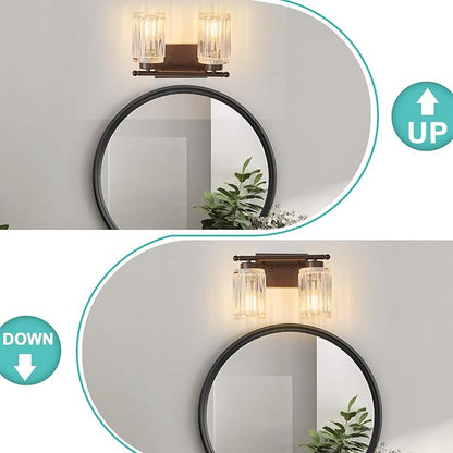 2 Light Bathroom Light Fixtures Modern ORB 12 Inch Vanity Lights for Bathroom Lighting Fixtures Over Mirror with Thickened Glass Shade for Cabinet Mirror Bedroom Hallway