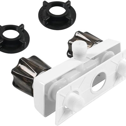 RV Shower Faucet, Camper Shower Faucet Replacement, with 2 knobs 4 Inches Outdoor Faucet use for Mobile outside Van Travel Trailer Motorhome Bathroom and Boat, White