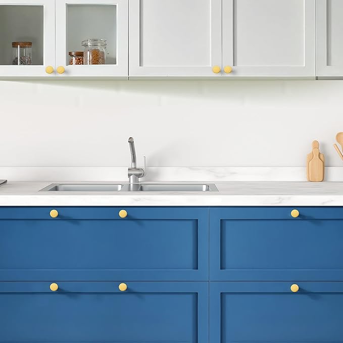 Ravinte 25 Pack Cabinet Knobs Gold Kitchen Cabinet Knobs Round Dresser Drawer Pulls Closet Door Pulls 1-1/5 Inch