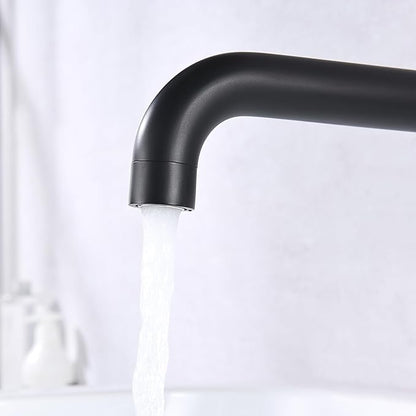 SUMERAIN Wall Mount Tub Faucet with 2 Cross Handles Black and Gold, Long Spout Reach High Flow