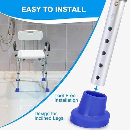 supregear Replacement Feet for Shower Chair Bath Seat, 1-1/8" I.D. Slope Rubber Feet Pad for Shower Stools Transfer Bench Non-Slip Extreme Grip Tub Transfer Benches Suction Cup Feet, 4PK