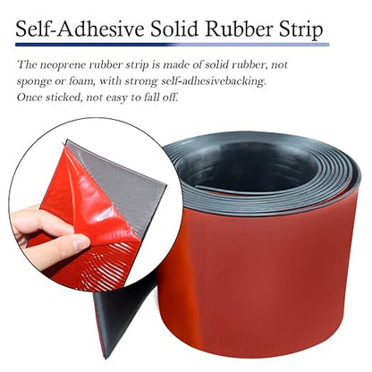 Neoprene Rubber Strips Self Adhesive Solid Rubber Sheets, Rolls & Strips for DIY Gaskets Crafts Pads Seals Warehouse Flooring Neoprene Sheet with Adhesive Backing (6" Wide x 1/8" Thick x 10' Long)
