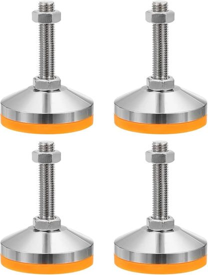 PATIKIL Furniture Leveling Feet 2.4" Dia Base M12 Thread, 4 Pcs Carbon Steel Adjustable Threaded Furniture Levelers Screw on Leg Leveler with Pads for Desk Chair Cabinet, Orange