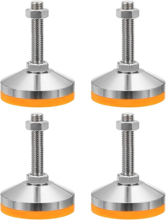 PATIKIL Furniture Leveling Feet 2.4" Dia Base M12 Thread, 4 Pcs Carbon Steel Adjustable Threaded Furniture Levelers Screw on Leg Leveler with Pads for Desk Chair Cabinet, Orange