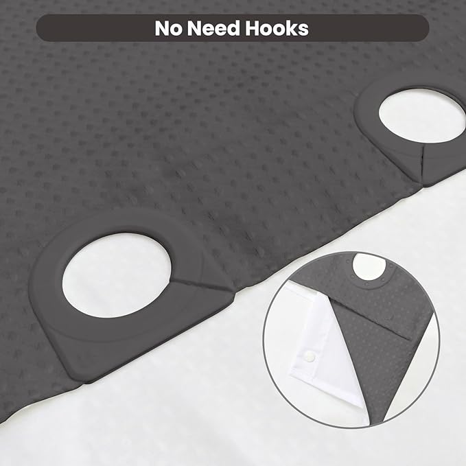 Inhousolu No Hook Waffle Weave Shower Curtain with Removable Snap in Fabric Liner Set for Bathroom, 230 GSM Heavy Duty Weighted Hem, Water Repellent Washable Bath Curtains, 72 x 84 Inch, Graphite Grey