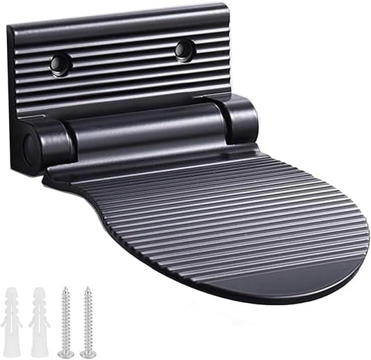 Shower Foot Rest, Shaving & Washing Foot Rest, Heavy Duty Aluminum Alloy Shaving Shelf Fold-Up for Shaving Legs (Black)