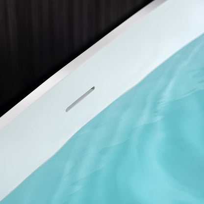WOODBRIDGE 63" L x 28.35" W Stone Resin Luxury Contemporary Solid Surface Freestanding Soaking Tub in Matte White