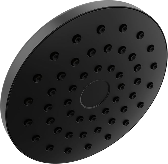 Delta PivotPro Matte Black Rain Showerhead, Single Setting 7 Inch Round Shower Head, Showerheads, 1.75 GPM Flow Rate, Matte Black 75104BL