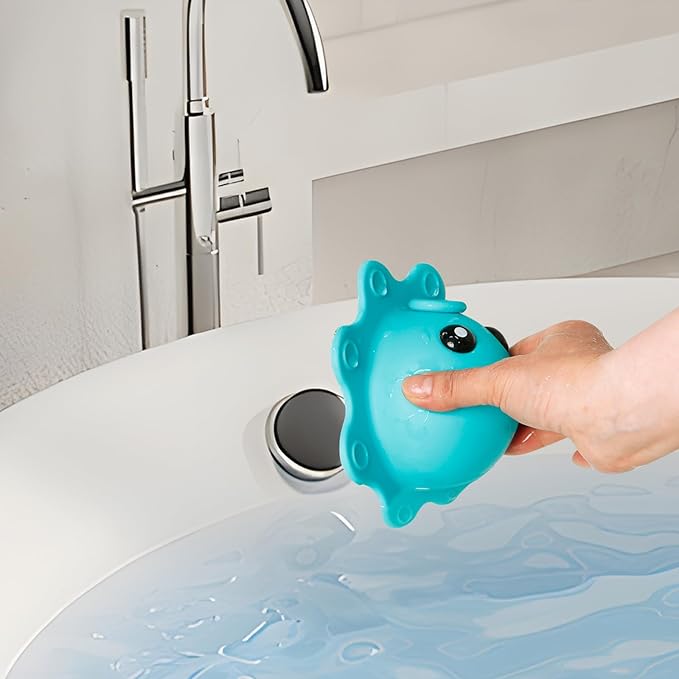PandaEar Bathtub Overflow Drain Cover, Silicone Bath Tub Drain Stoppers, Bathroom Drain Cover, Blue