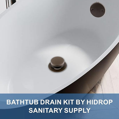 Bronze Tub Drain Tip-Toe Tub Trim Set Conversion Kit Assembly, Hidrop Bathtub Drain Replacement Trim Kit with 2-Hole Overflow Faceplate and Universal Fine/Coarse Thread, Oil Rubbed Bronze