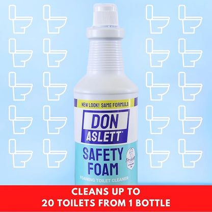 Don Aslett Johnny Mop & Safety Foam Toilet Bowl Cleaner (Two 32 Oz Bottles) Set | Acidic Detergent and Deodorizer | 14" Handle to Easily Clean Toilet or Shower | Scratch Free Bowl Swab