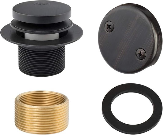 Artiwell Tip-Toe Bathtub Drains Trim Set with Two-Hole Overflow Faceplate, Replacement Bath Drain Trim Kit with 2-Hole Overflow Faceplate and Universal Fine/Coarse Thread (OIL RUBBED BRONZE)