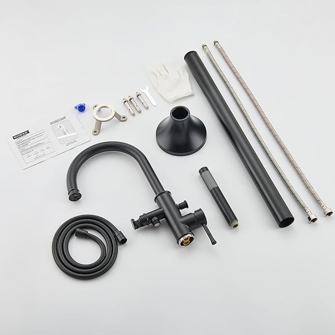 Free Standing Tub Faucet Black Freestanding Bathtub Faucet Floor Mount Brass Bathroom Tub Filler with Hand Shower