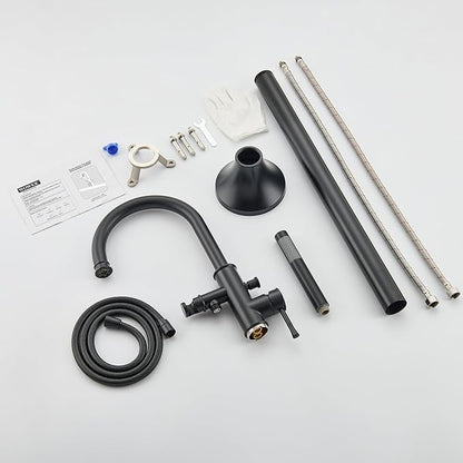 Free Standing Tub Faucet Black Freestanding Bathtub Faucet Floor Mount Brass Bathroom Tub Filler with Hand Shower