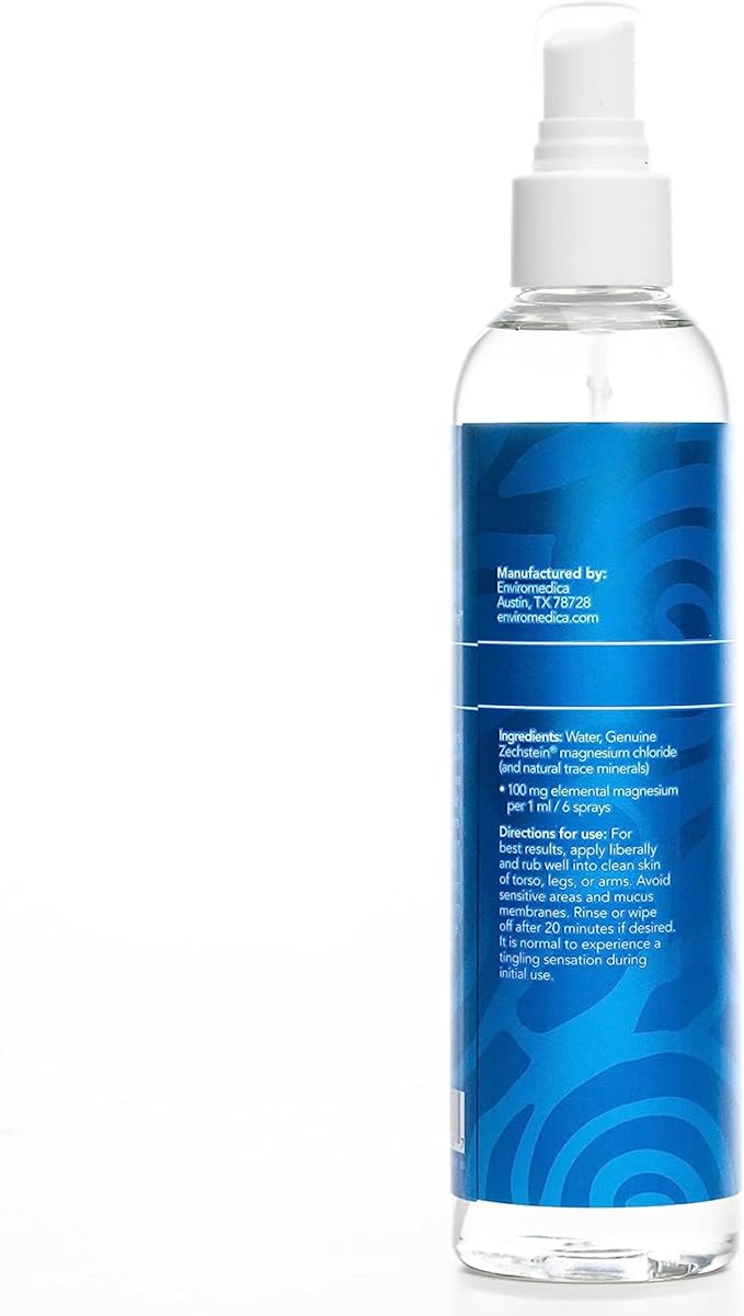 Ancient Minerals Magnesium Oil Spray Bottle of Pure Genuine Zechstein Magnesium Chloride - Topical Magnesium for Skin Application (8oz)