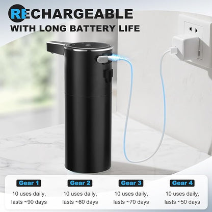 2 Pack Automatic Soap Dispenser: 13.52oz/400ml Wall Touchless Liquid - 4-Level Adjustable Modern Electric Hand Soap Dispenser - Kitchen Bathroom Kids Family Black